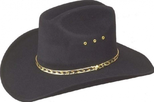 Topi Cowboy Berbahan Felt dengan Aksen Emas
